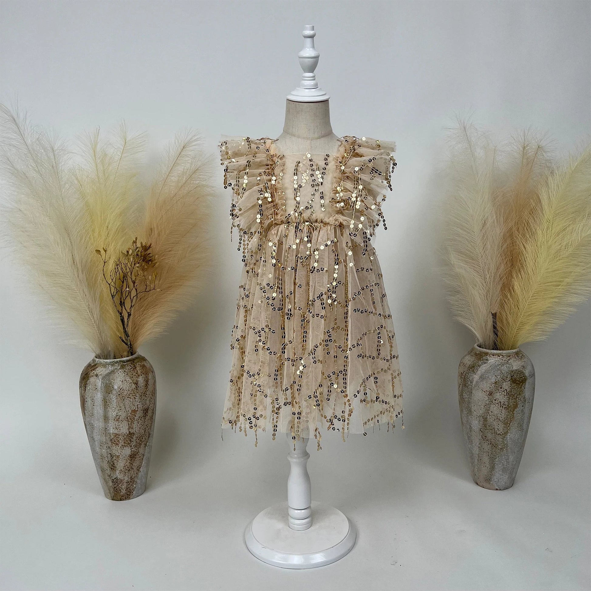 KMK - Gold Sequin Tulle Dress