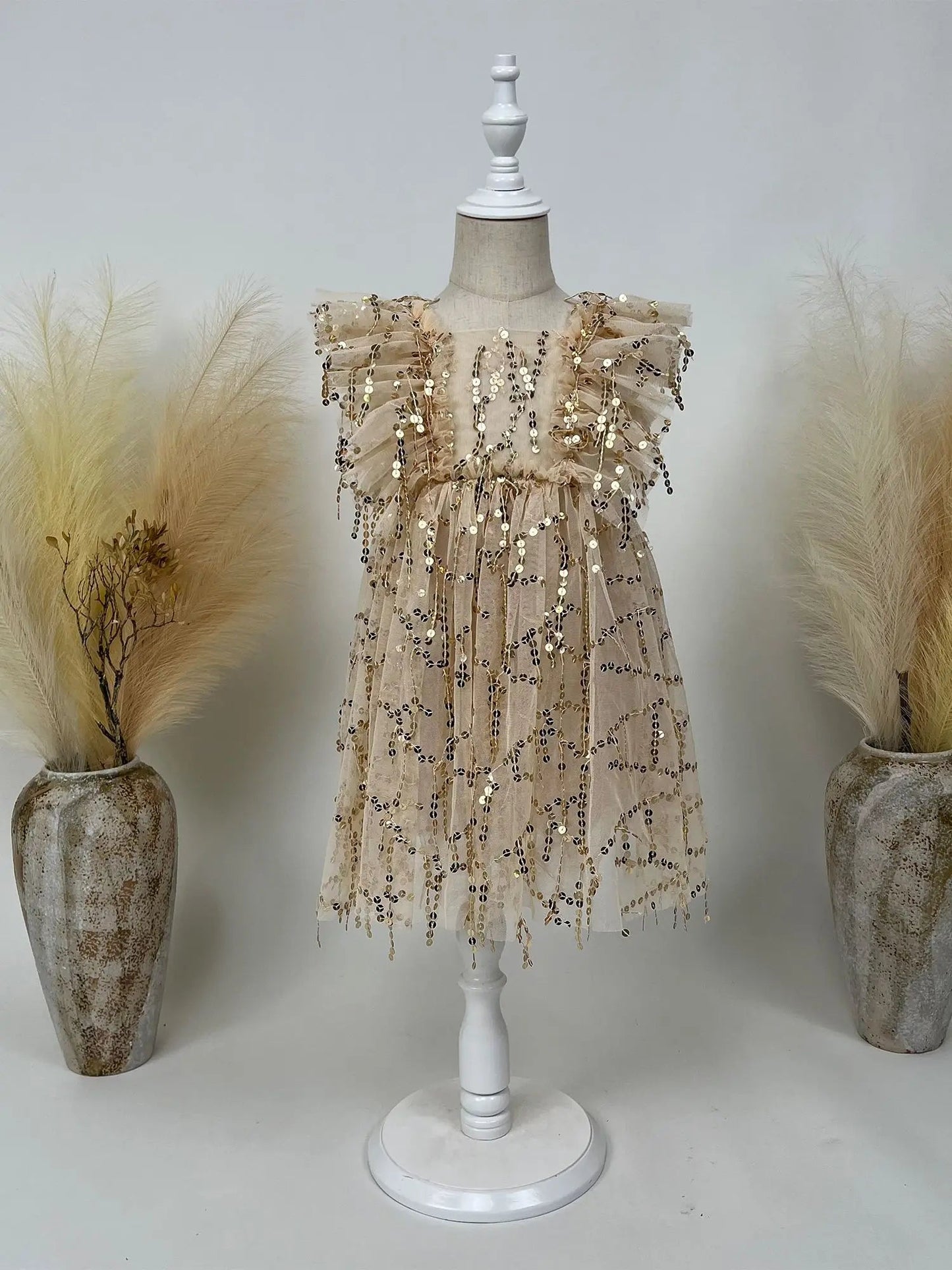 KMK - Gold Sequin Tulle Dress