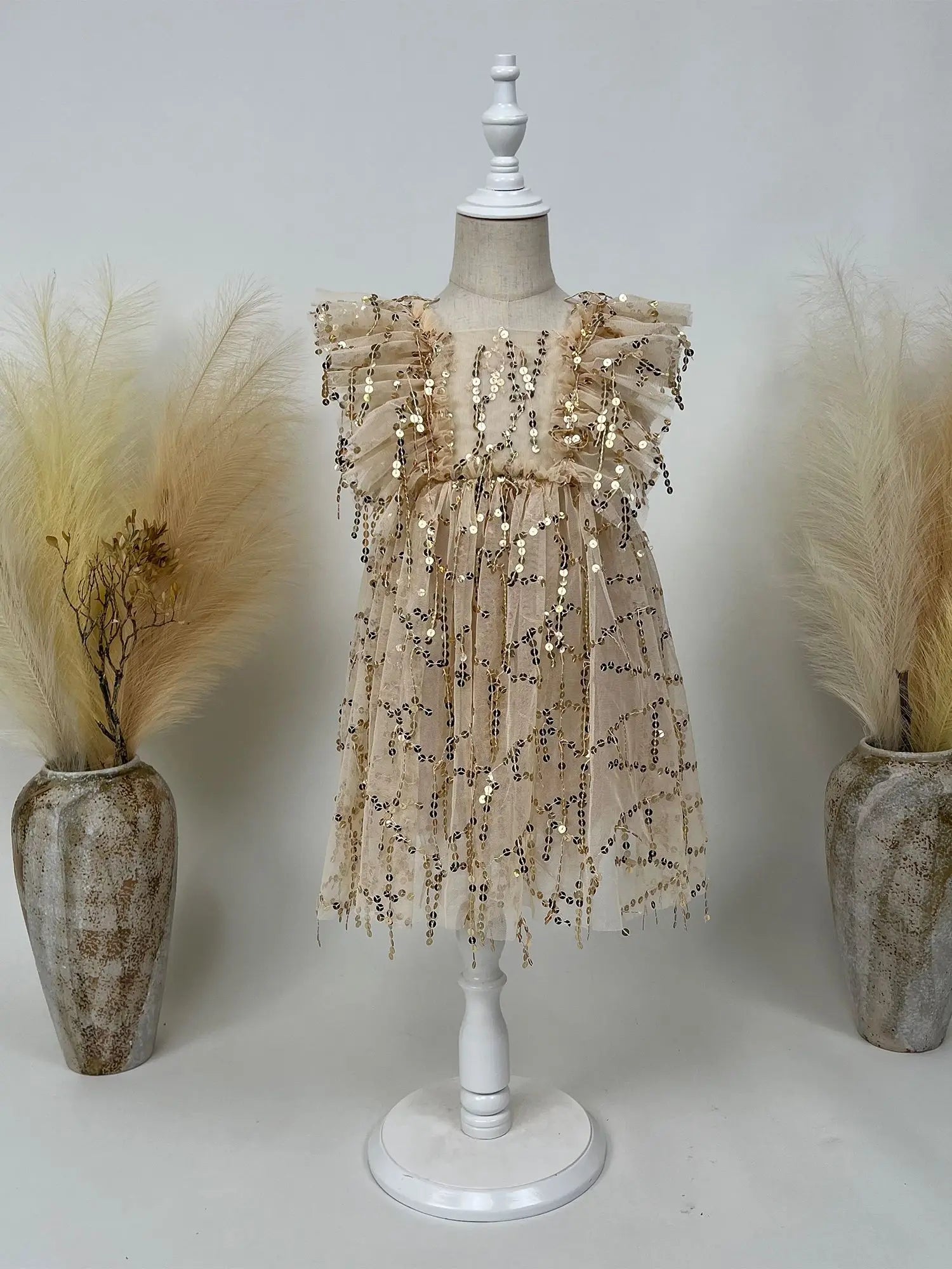 KMK - Gold Sequin Tulle Dress