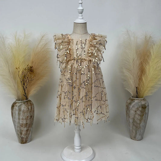 KMK - Gold Sequin Tulle Dress