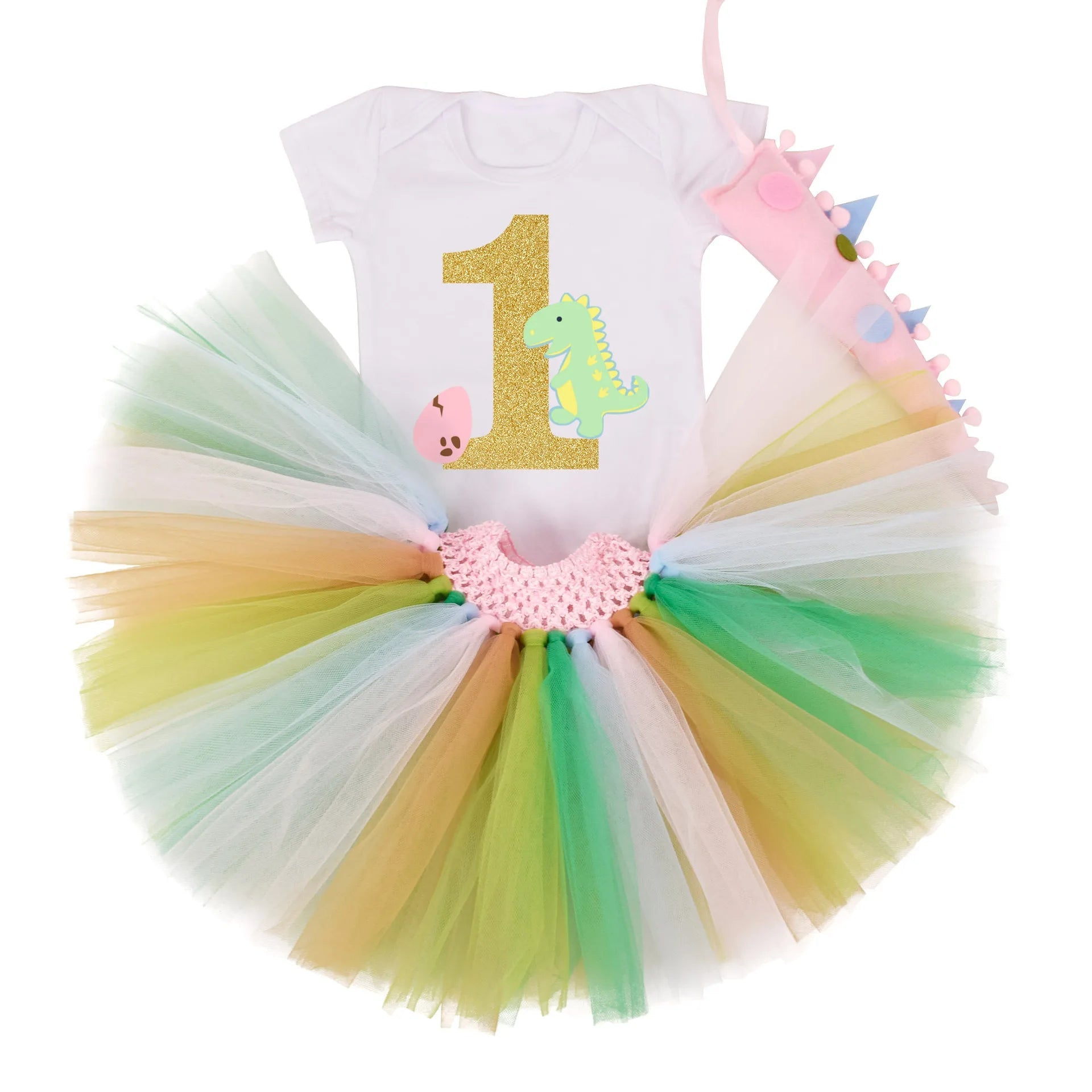 KMK - Green Dinosaur Birthday 1st Tutu outfit