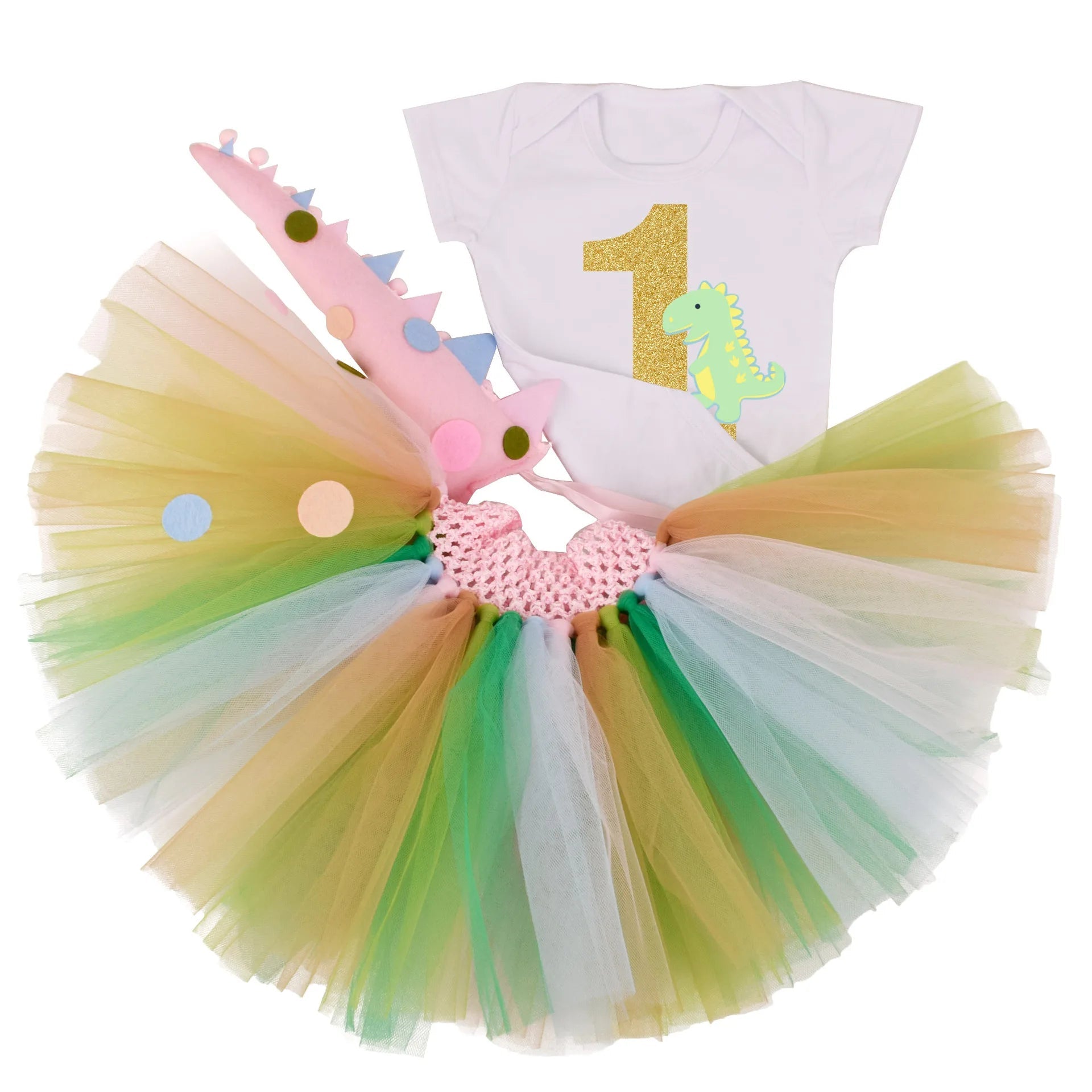 KMK - Green Dinosaur Birthday 1st Tutu outfit