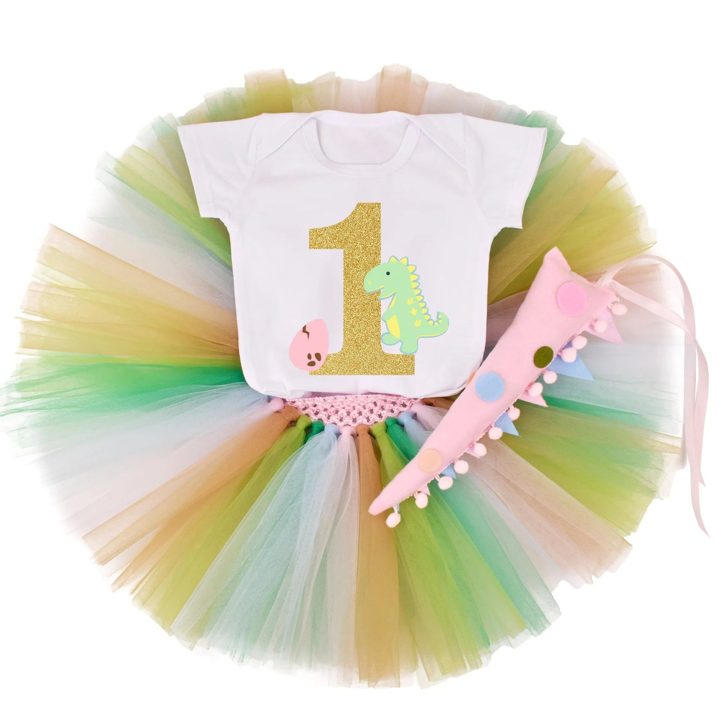 KMK - Green Dinosaur Birthday 1st Tutu outfit