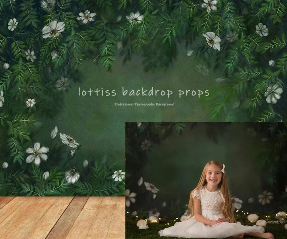 KMK - Green Floral Wreath Backdrop - Landscape & Upright Designs