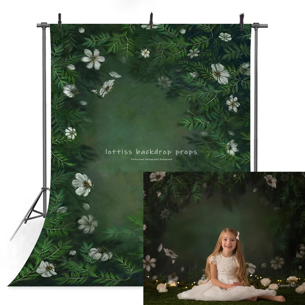 KMK - Green Floral Wreath Backdrop - Landscape & Upright Designs