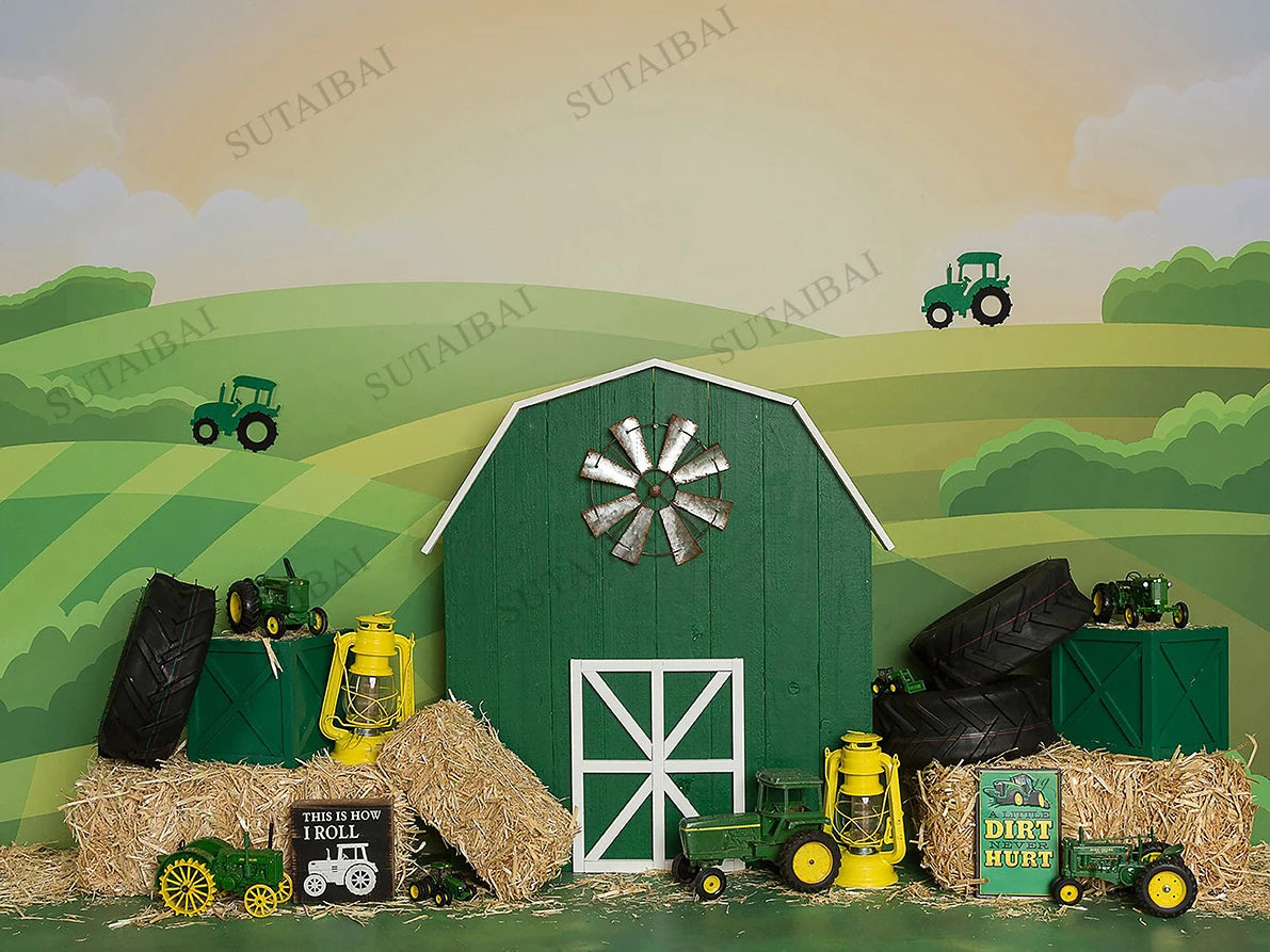 KMK - Green Tractor Farm Backdrop