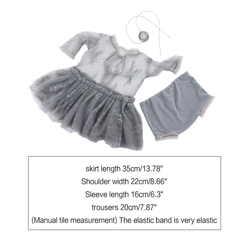 KMK - Grey 3 piece Newborn Dress Outfit