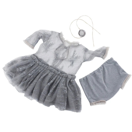 KMK - Grey 3 piece Newborn Dress Outfit