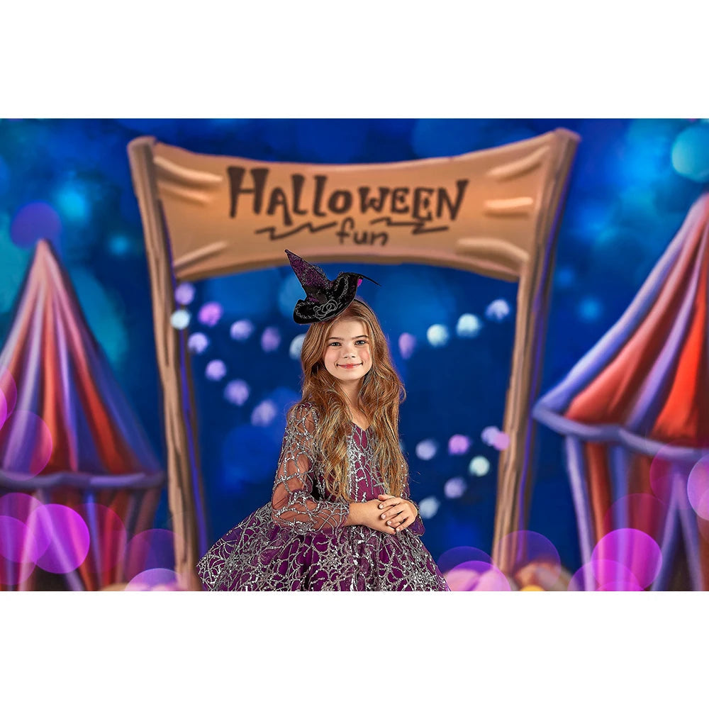 KMK - Halloween Pumpkin Circus Tents Backdrop