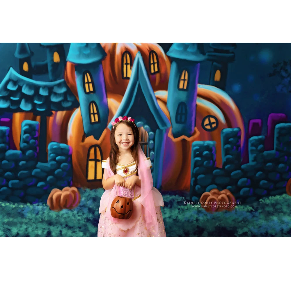 KMK - Halloween Pumpkin Cottage Backdrop