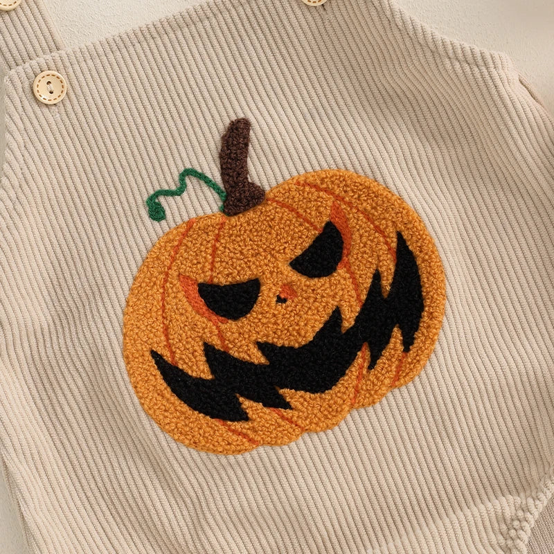 KMK - Halloween Pumpkin Embroidery Romper