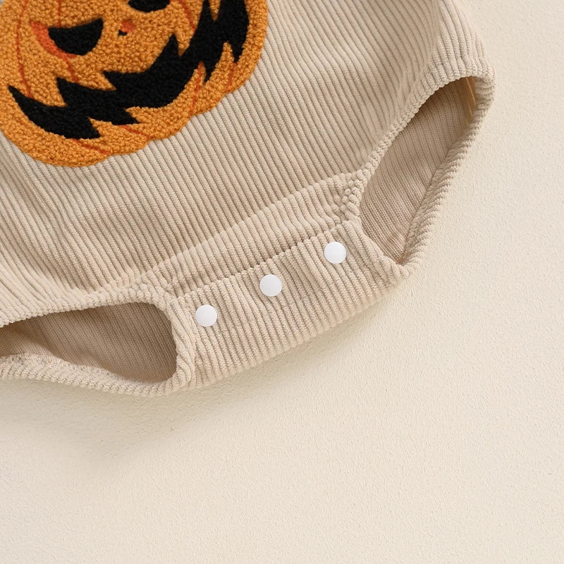 KMK - Halloween Pumpkin Embroidery Romper