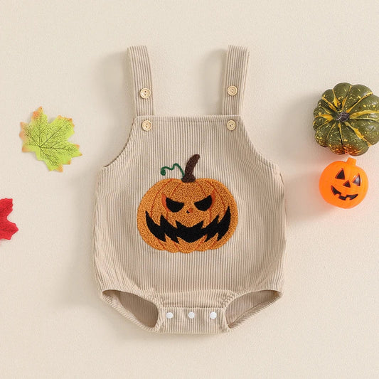 KMK - Halloween Pumpkin Embroidery Romper