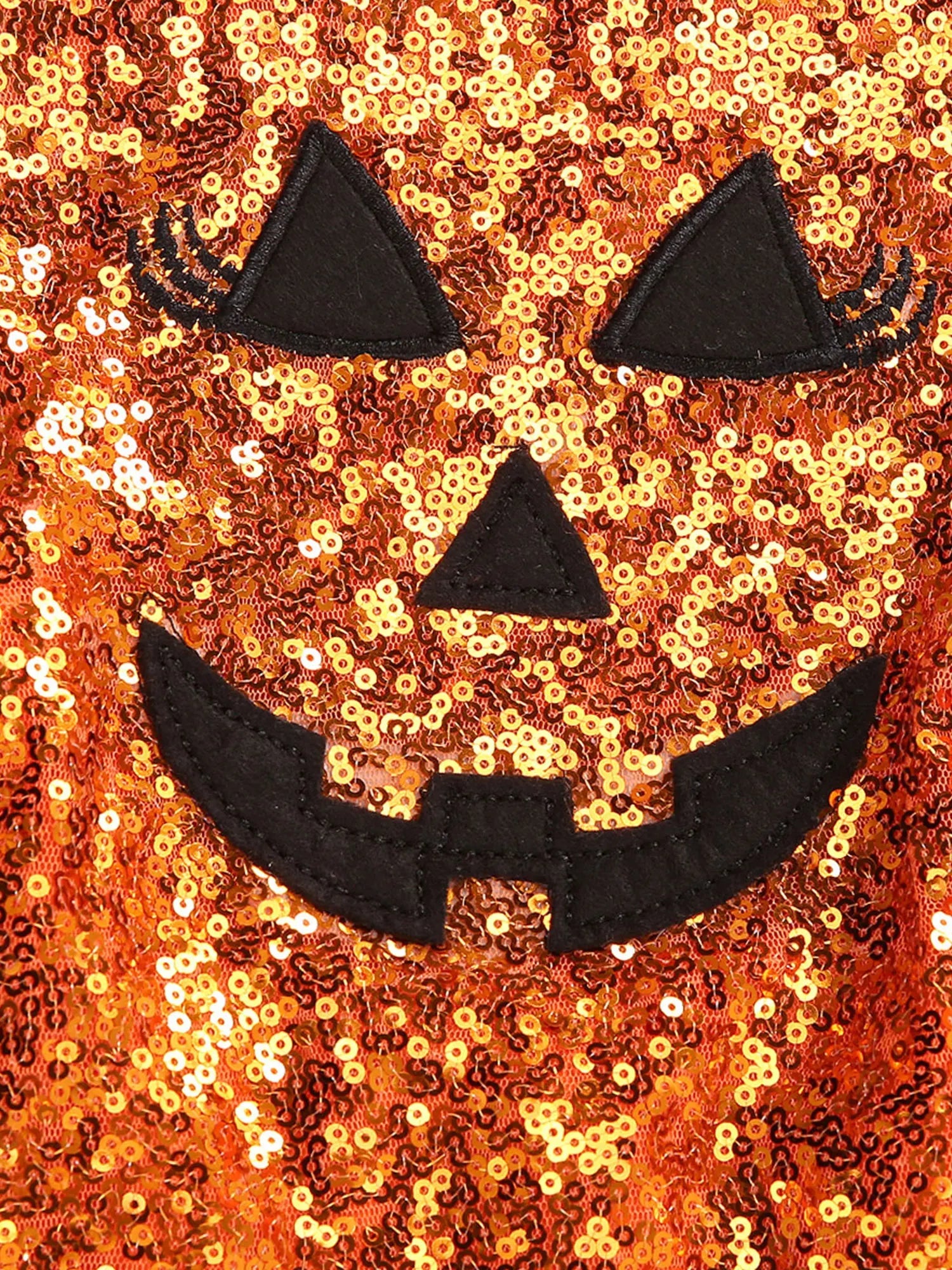 KMK - Halloween Pumpkin Sequin Romper Dress + Socks