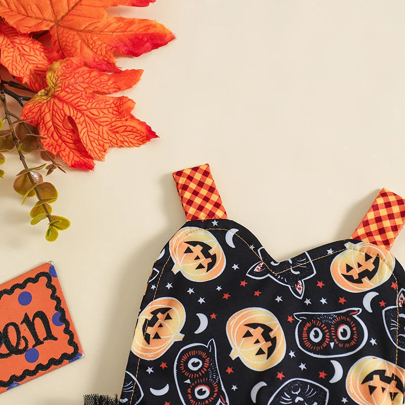 KMK - Halloween Pumpkin Tulle Romper + Headband