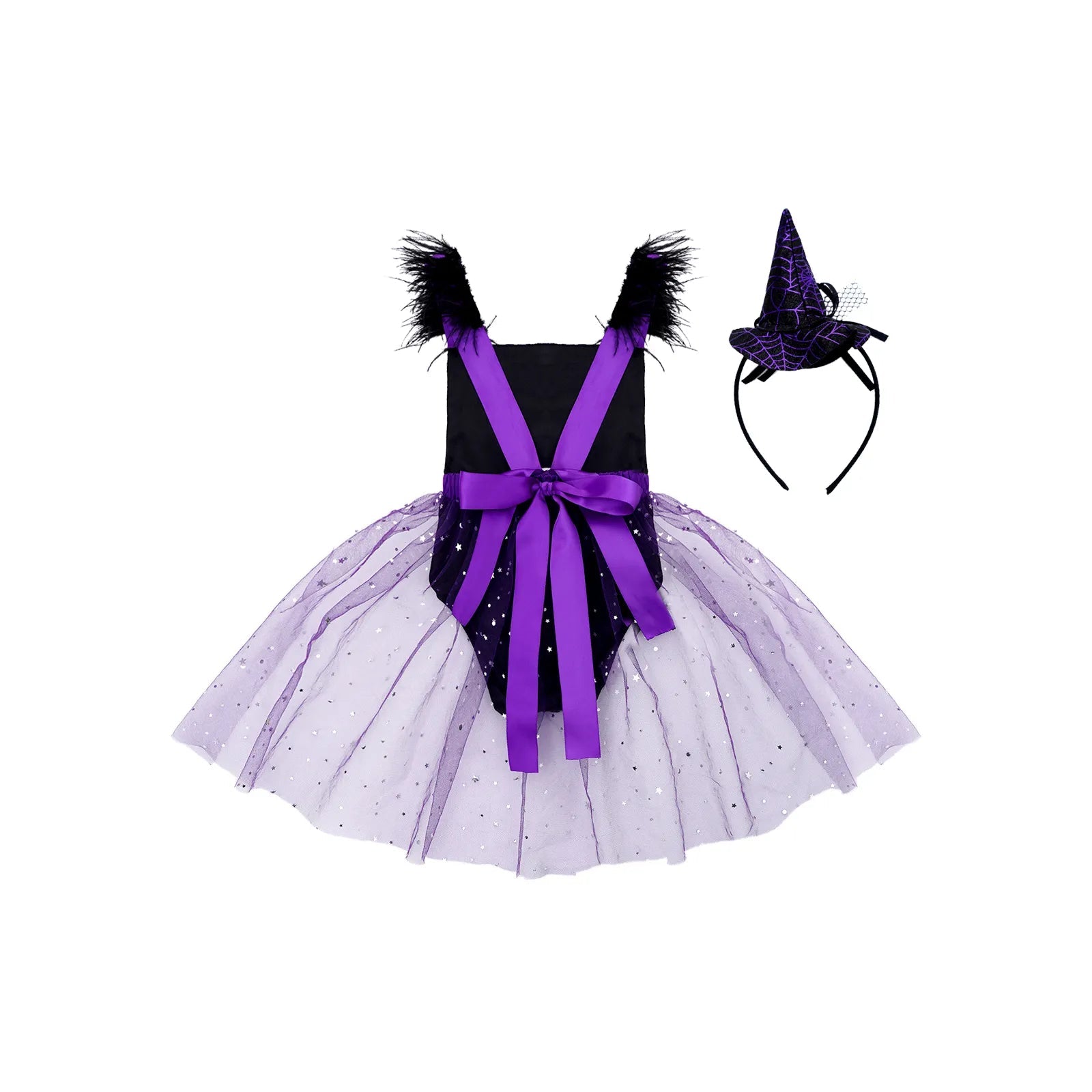 KMK - Halloween Sequins Mesh Romper Dress + Headband