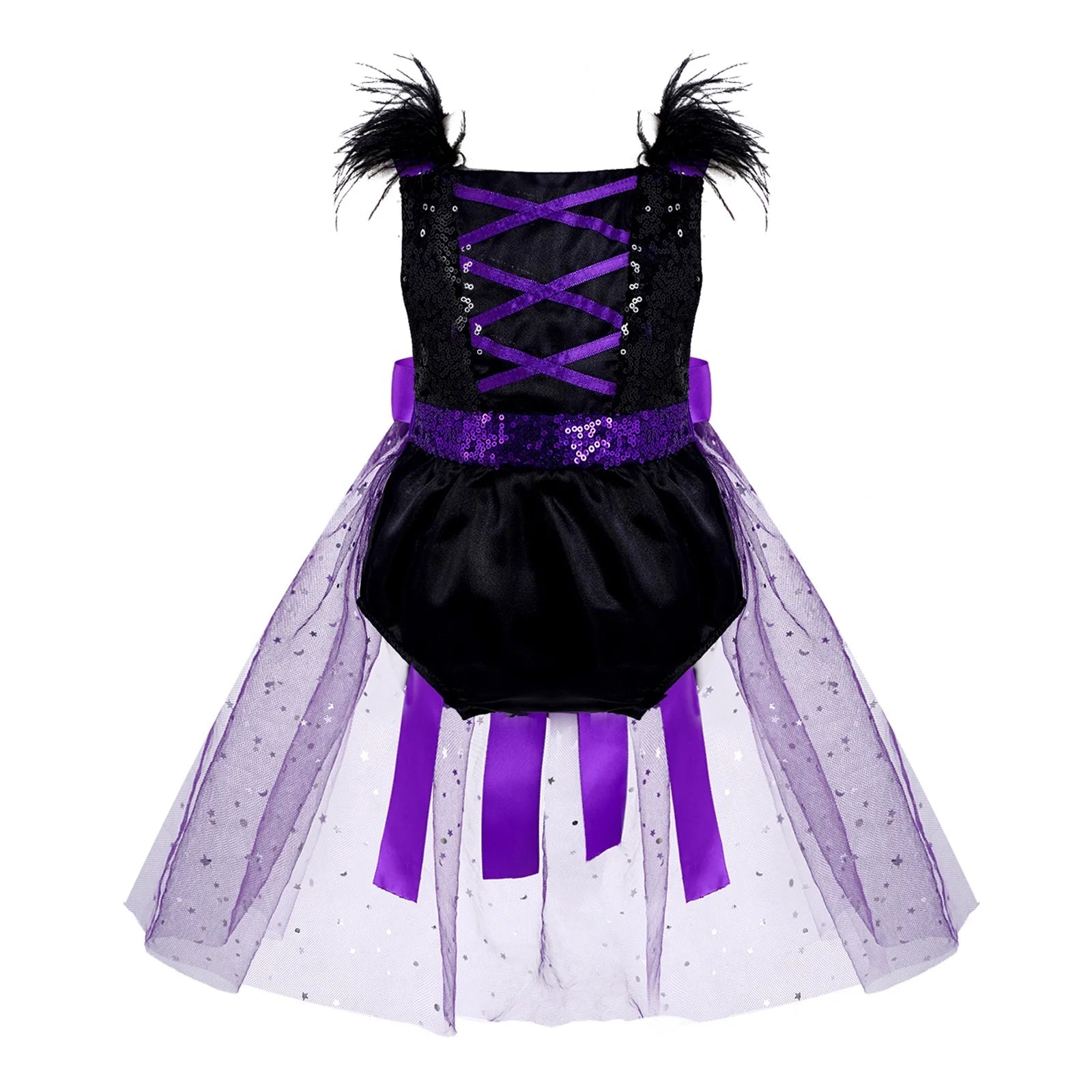 KMK - Halloween Sequins Mesh Romper Dress + Headband