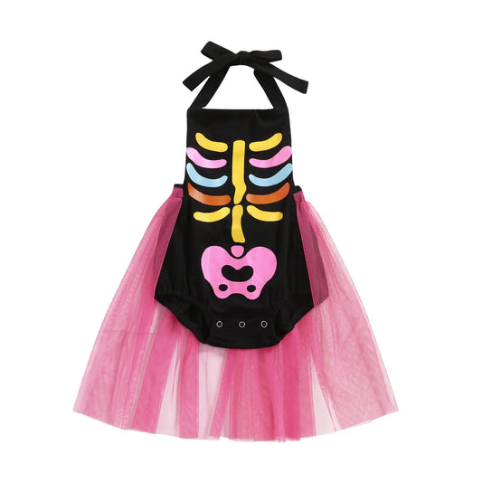 KMK - Halloween Sleeveless Skeleton Tutu Romper