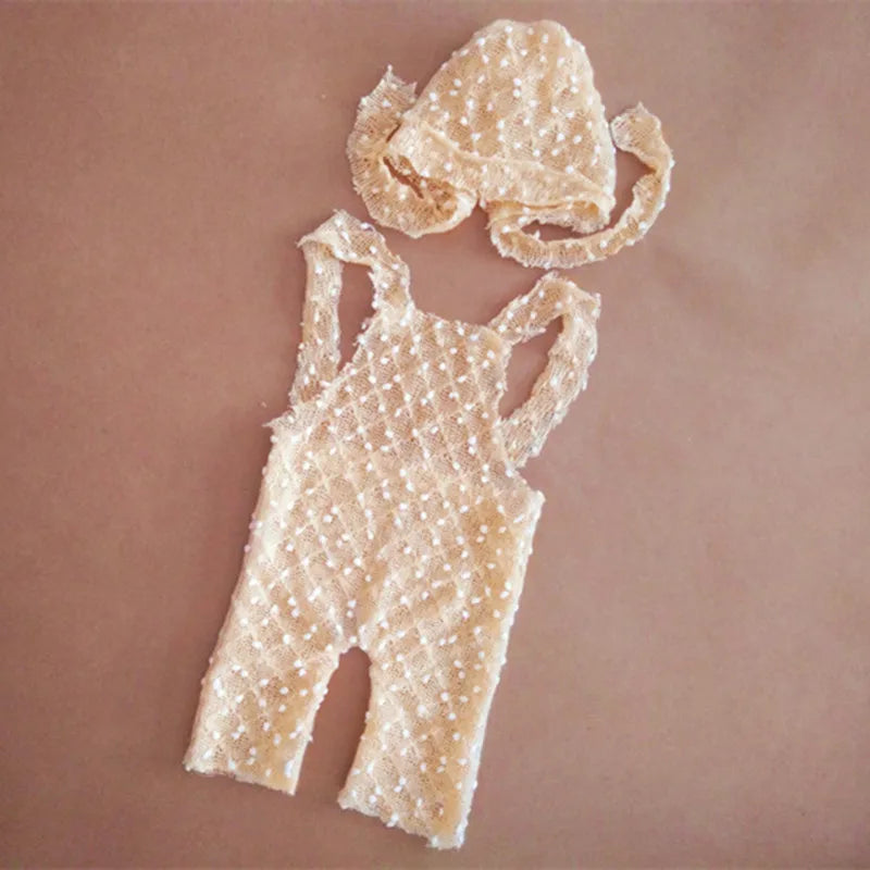 KMK - Hand-Woven Baby Romper + Hat 2pcs/Set