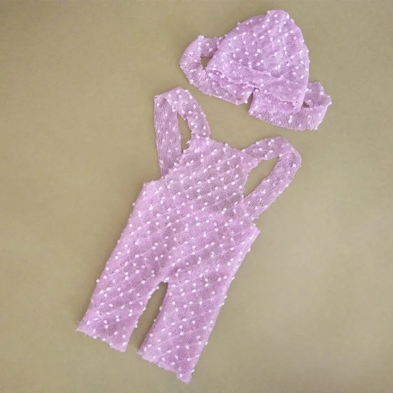 KMK - Hand-Woven Baby Romper + Hat 2pcs/Set