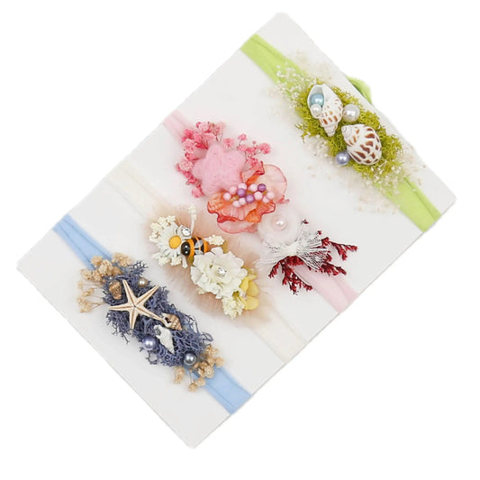 KMK - Handmade Floral Seashell Headband Pack