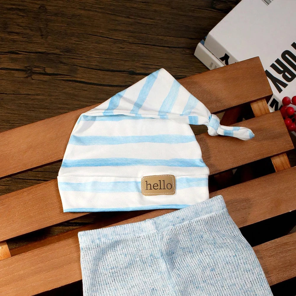 KMK - Hello Patch Stripe Sleeping Hat + Pants