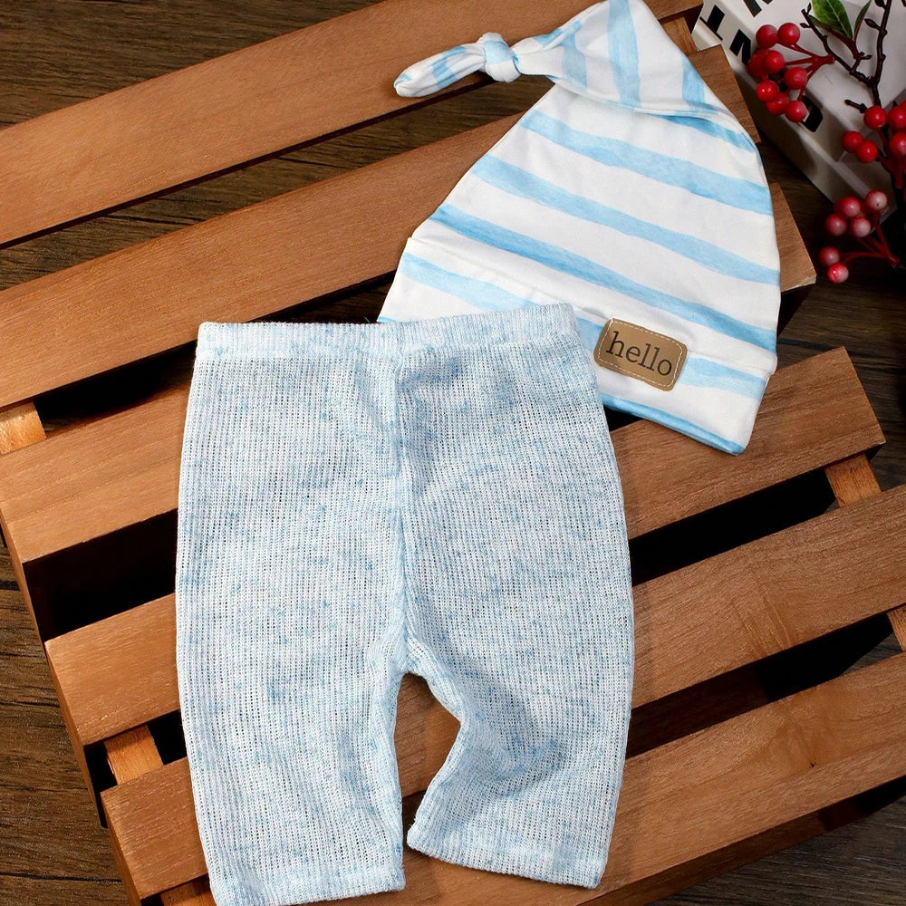 KMK - Hello Patch Stripe Sleeping Hat + Pants