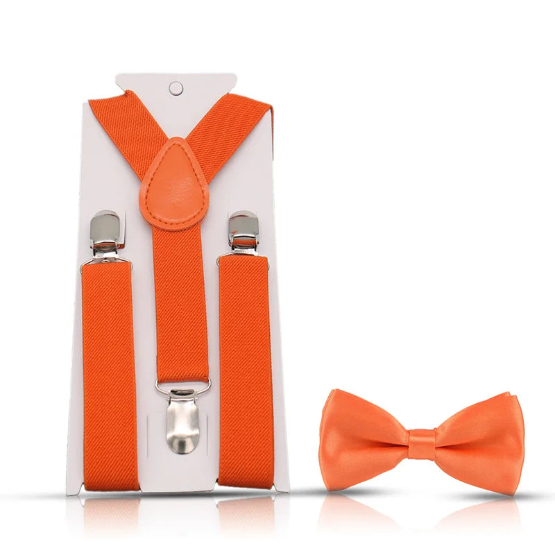 KMK - Kids Plain Suspenders + Bowtie Set