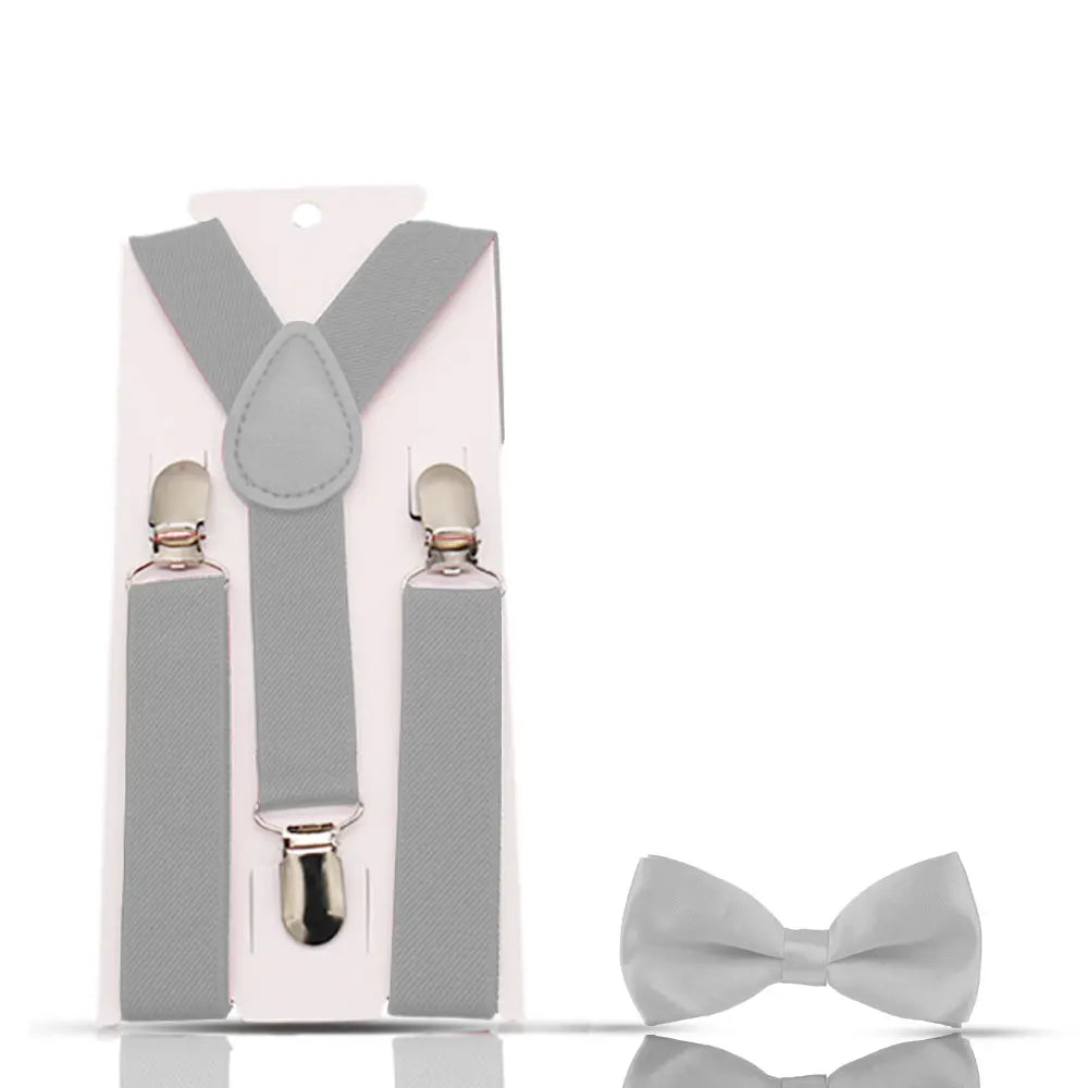 KMK - Kids Plain Suspenders + Bowtie Set