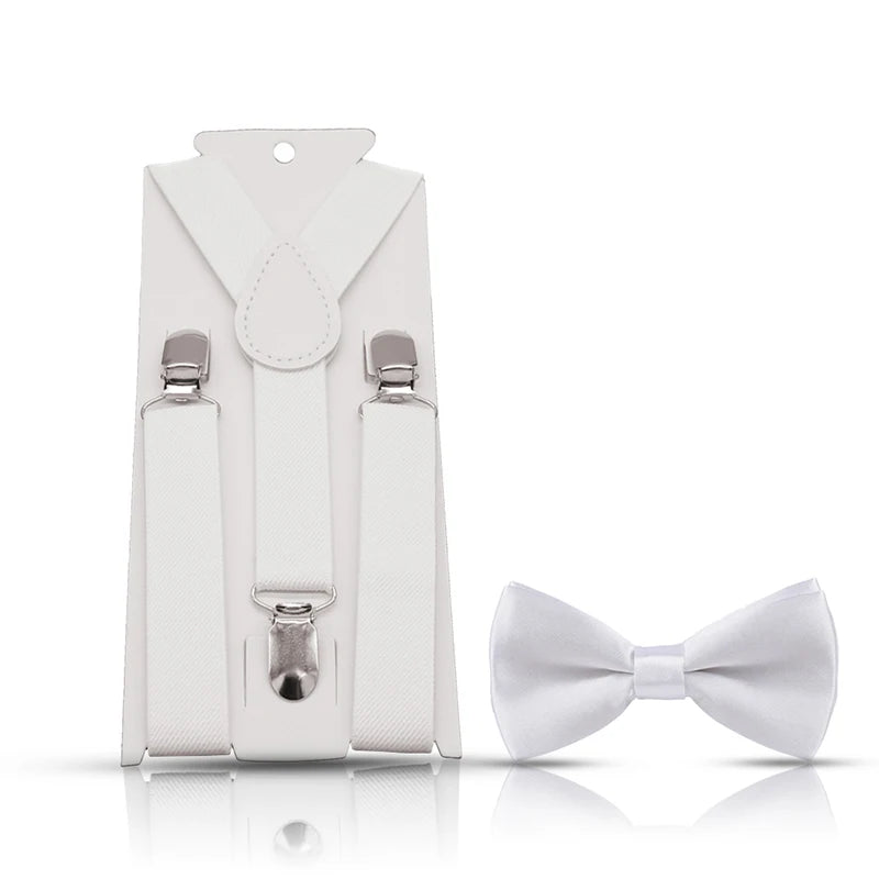 KMK - Kids Plain Suspenders + Bowtie Set