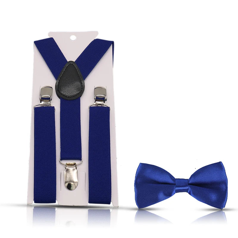 KMK - Kids Plain Suspenders + Bowtie Set