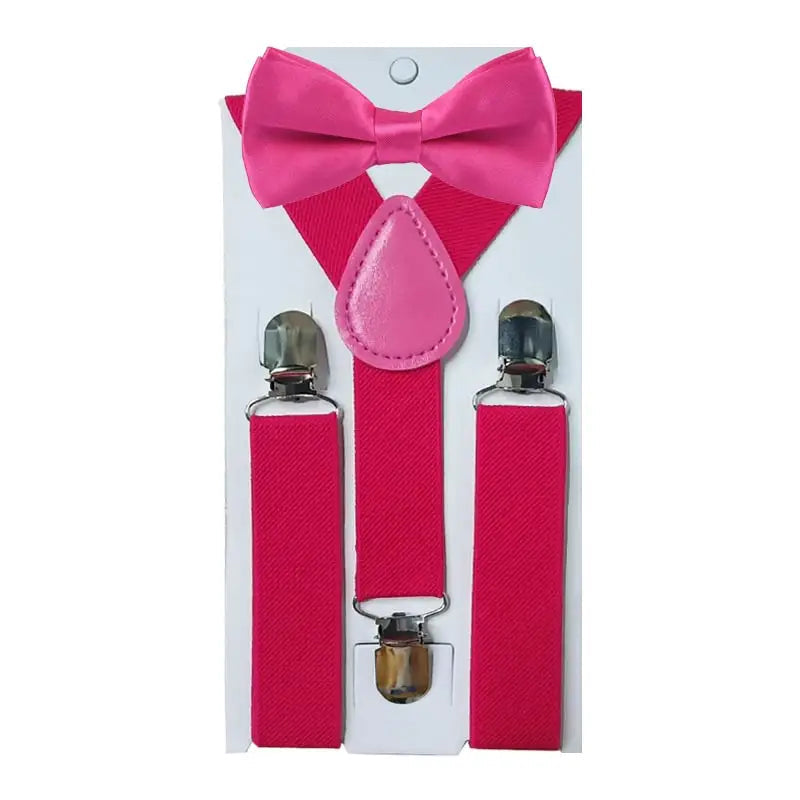 KMK - Kids Plain Suspenders + Bowtie Set