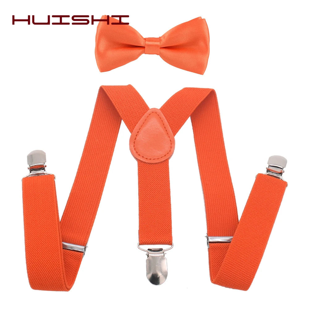 KMK - Kids Plain Suspenders + Bowtie Set