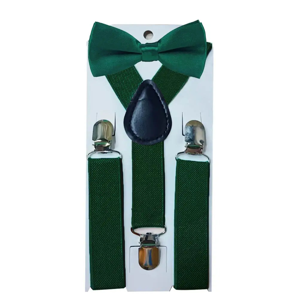 KMK - Kids Plain Suspenders + Bowtie Set