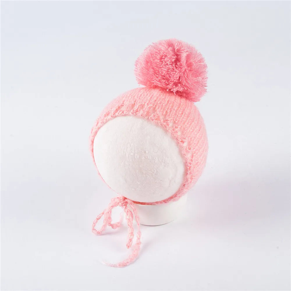 KMK - Knit Fur Ball Newborn Hat