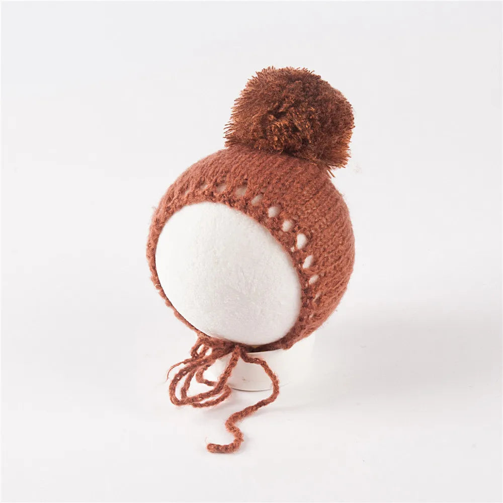 KMK - Knit Fur Ball Newborn Hat