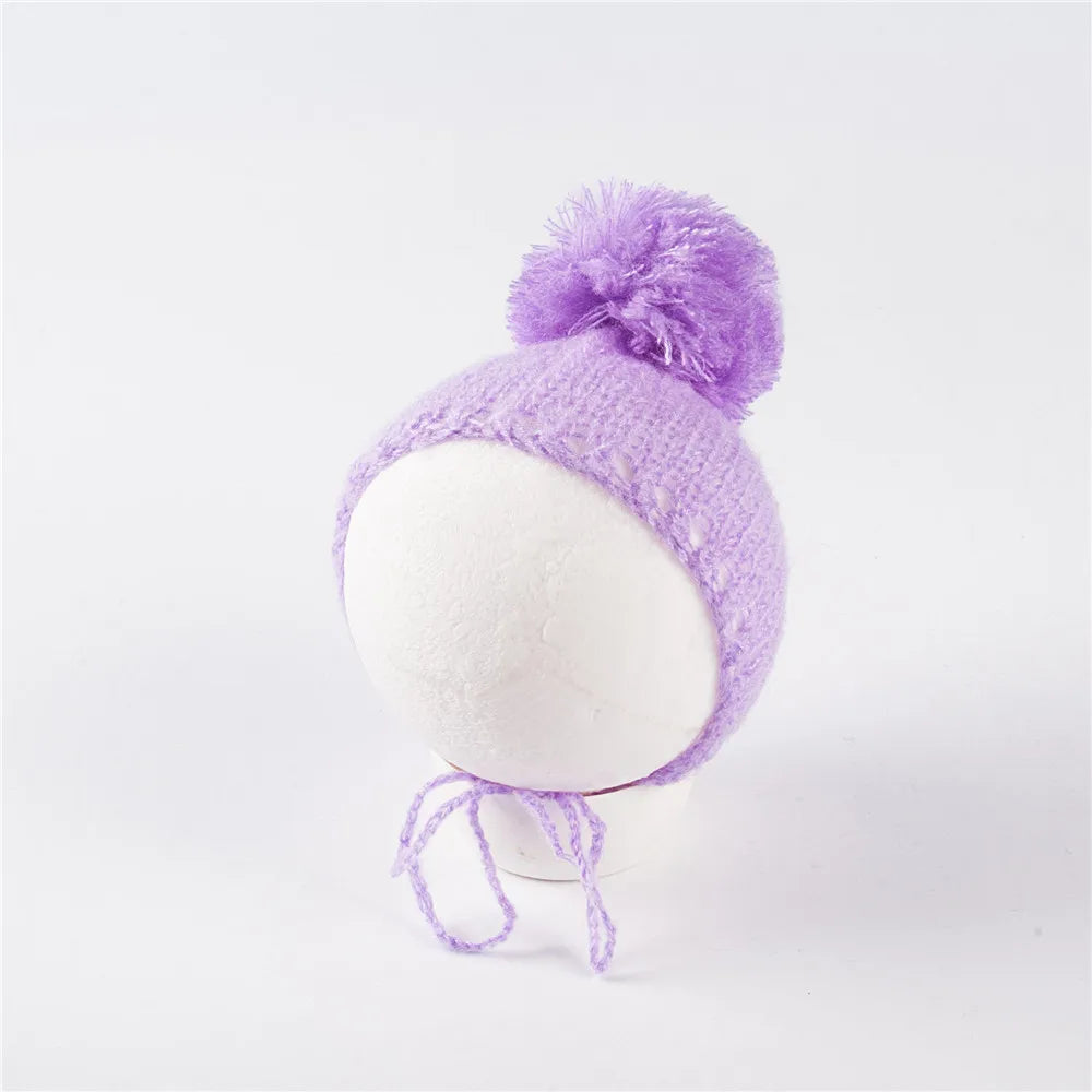 KMK - Knit Fur Ball Newborn Hat