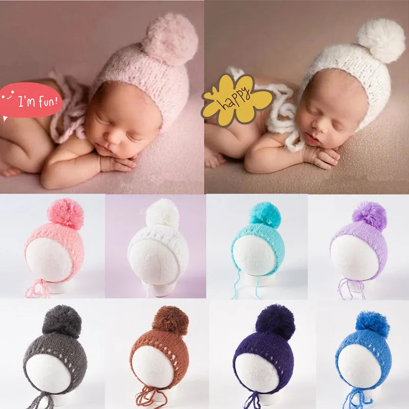 KMK - Knit Fur Ball Newborn Hat