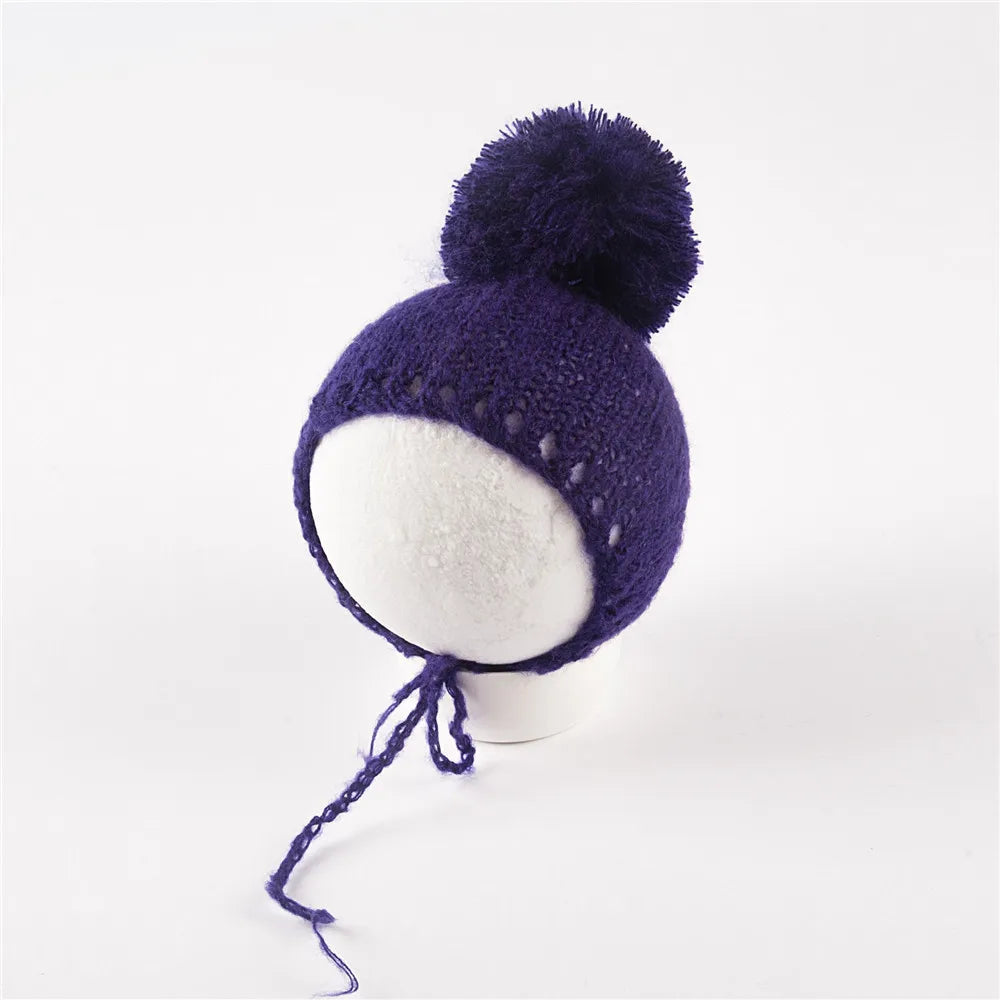 KMK - Knit Fur Ball Newborn Hat