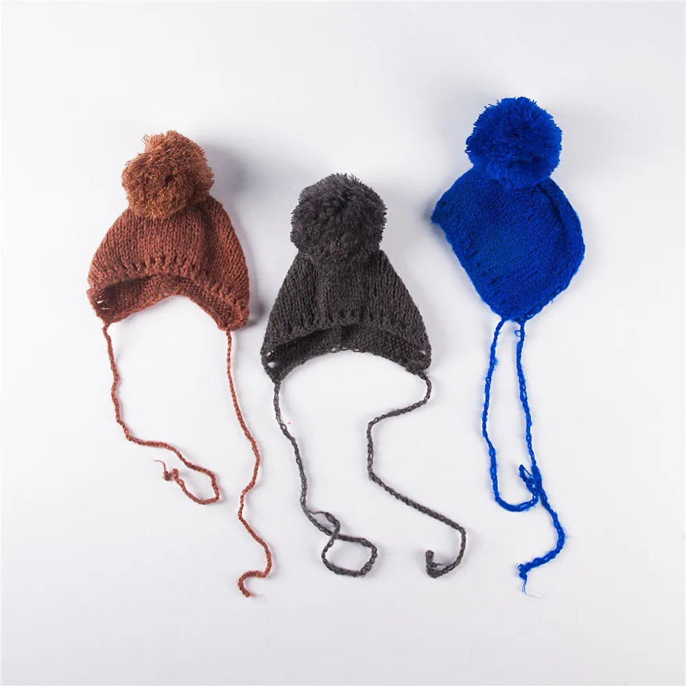 KMK - Knit Fur Ball Newborn Hat