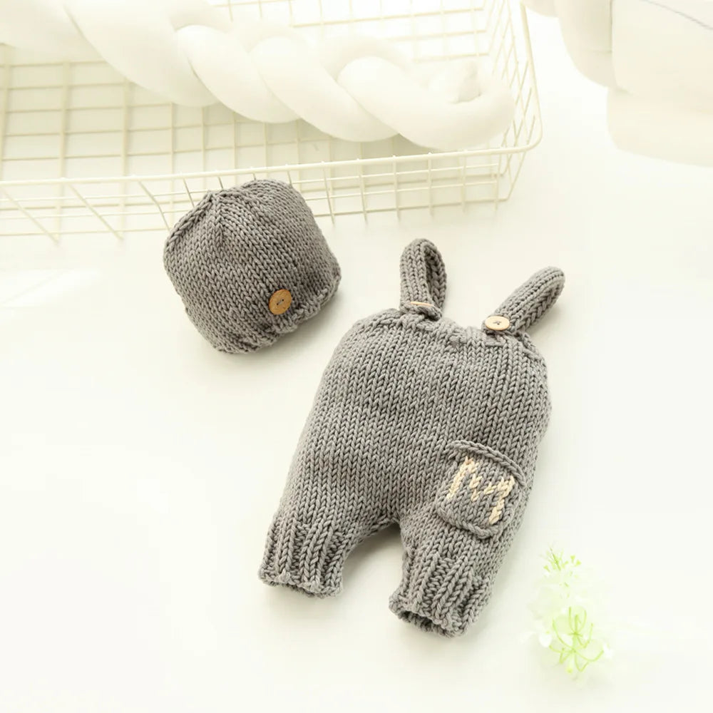 KMK - Knitted Hat+Suspenders 2Pcs/set