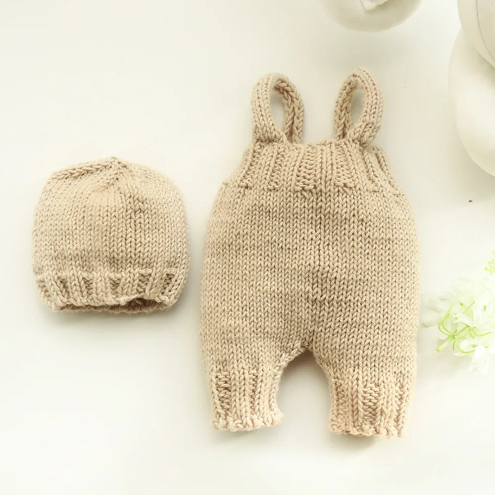 KMK - Knitted Hat+Suspenders 2Pcs/set