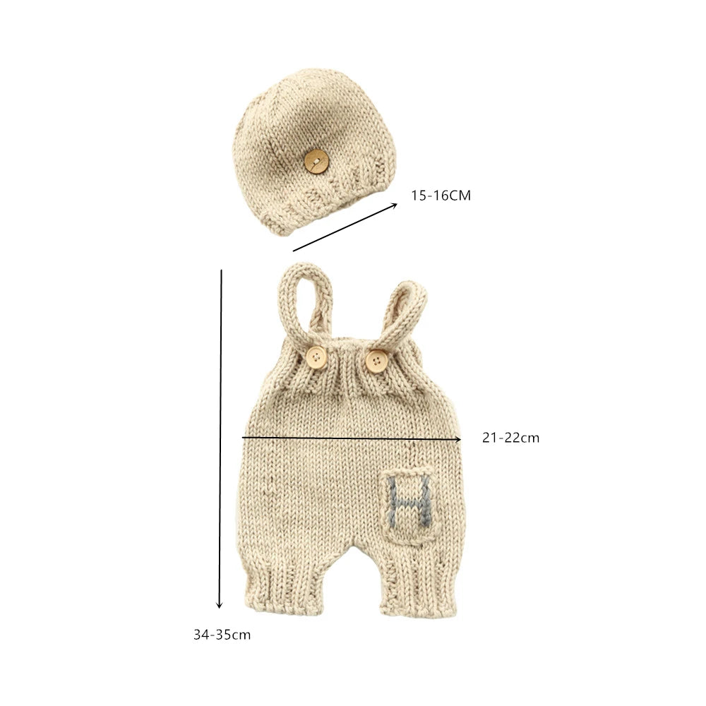 KMK - Knitted Hat+Suspenders 2Pcs/set