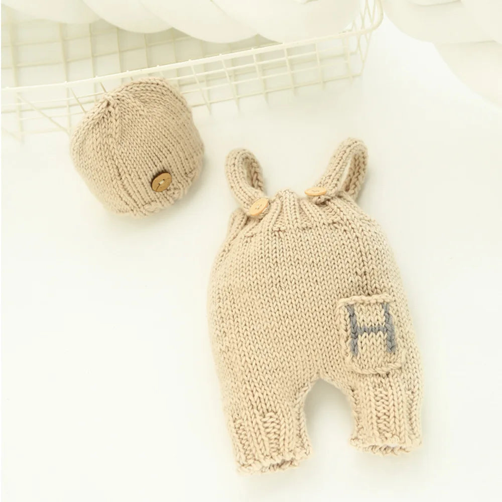 KMK - Knitted Hat+Suspenders 2Pcs/set