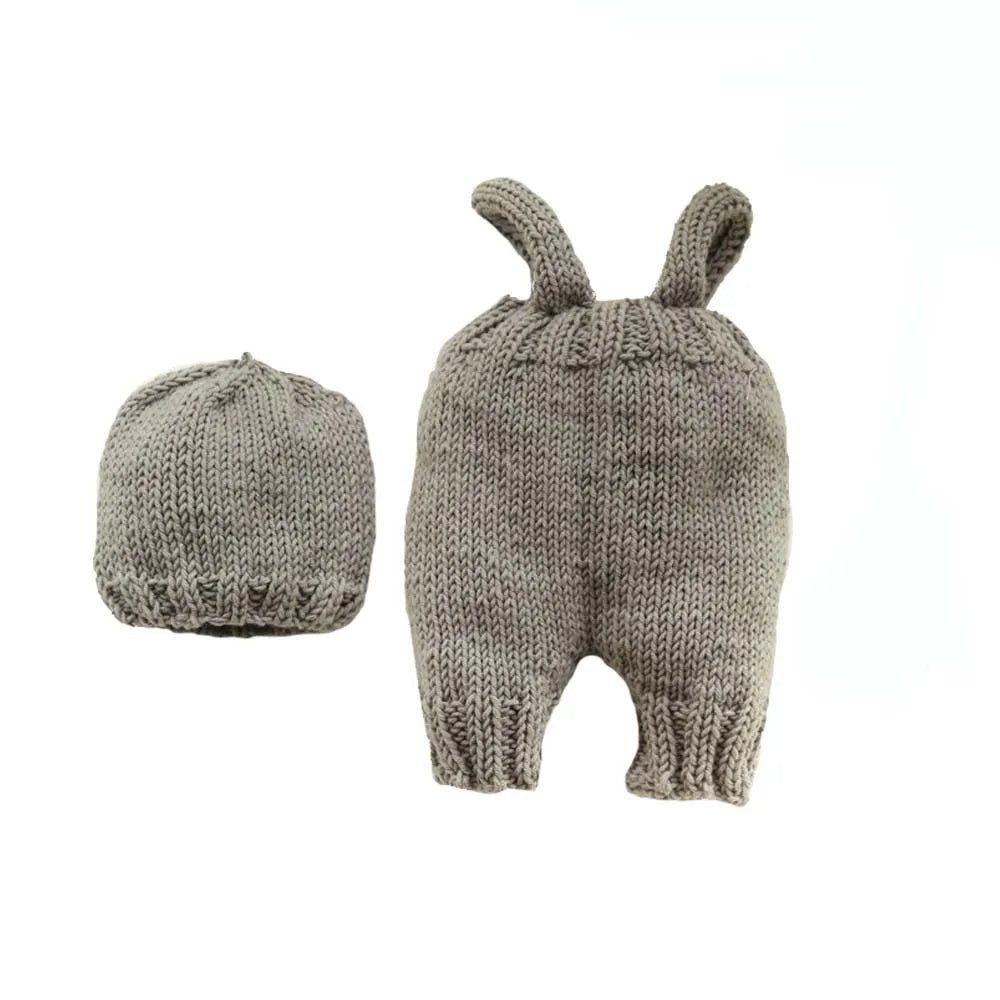 KMK - Knitted Hat+Suspenders 2Pcs/set