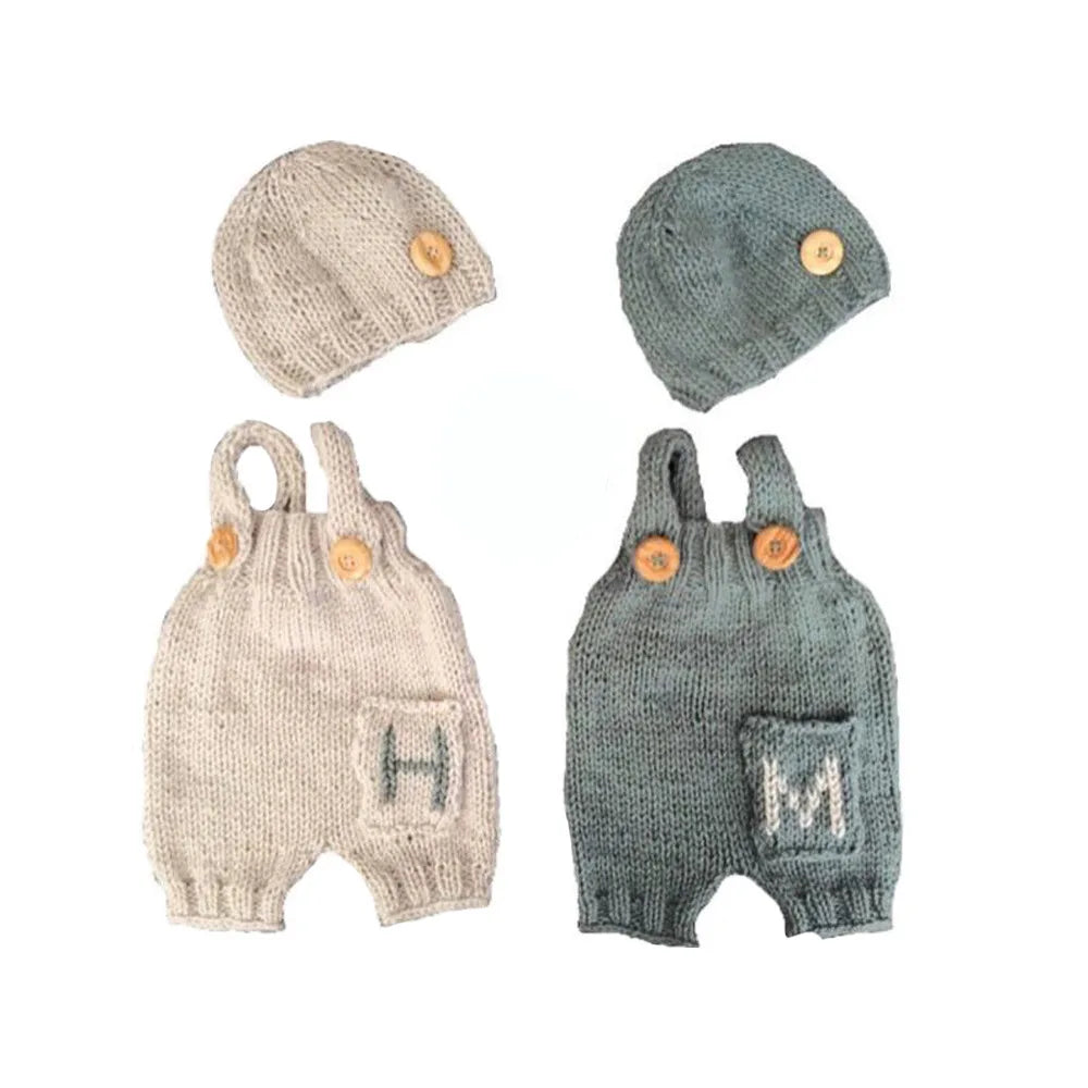 KMK - Knitted Hat+Suspenders 2Pcs/set