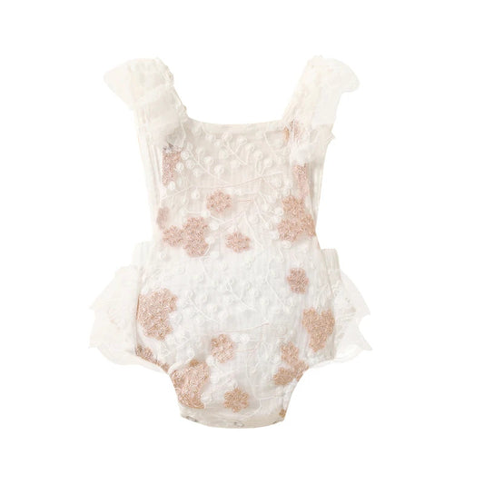 KMK - Lace Flower Embroidery Romper