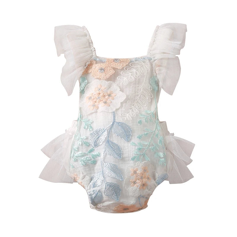 KMK - Lace Flower Embroidery Romper