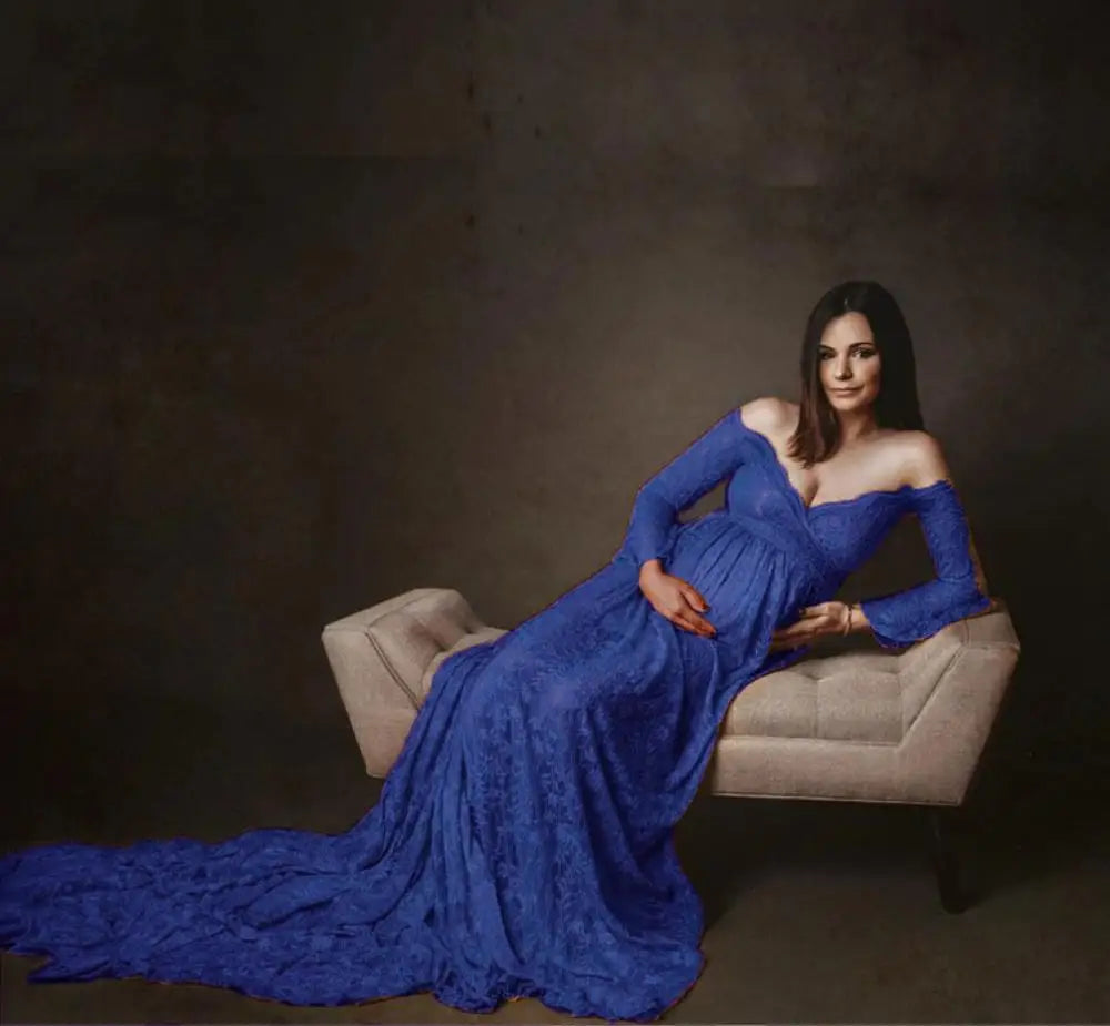 KMK - Lace Maternity Flare Sleeve gown - assorted colours