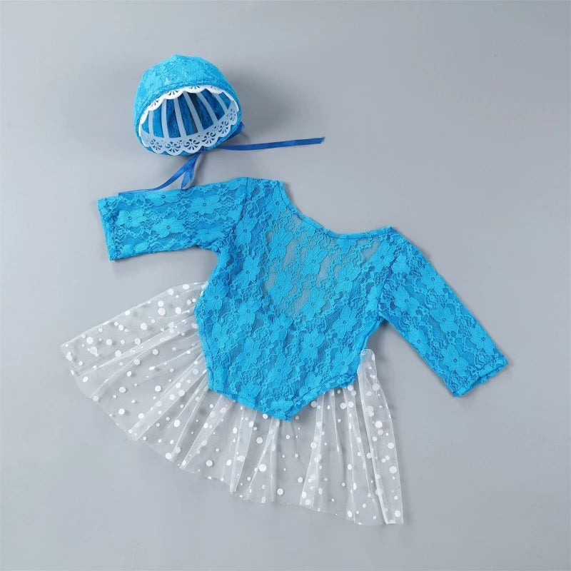 KMK - Lace Romper Bonnet Set